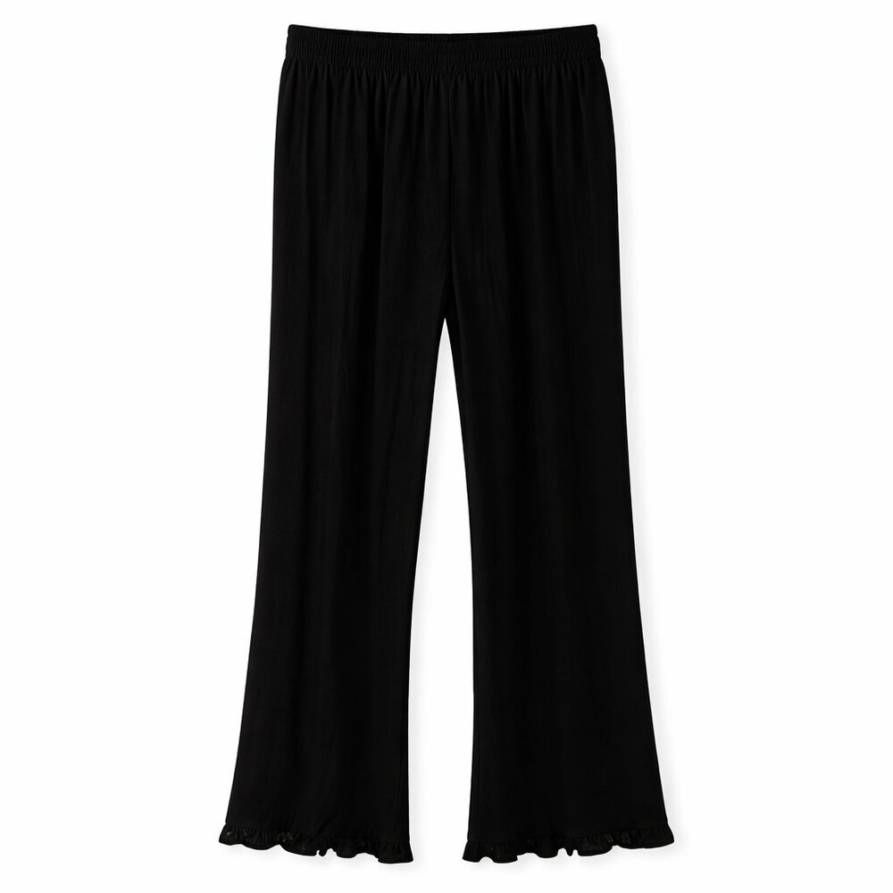 NWT Connected Woman Black Pleated Wide‑Leg Palazzo Crop Lined Pants Plus 22/24W